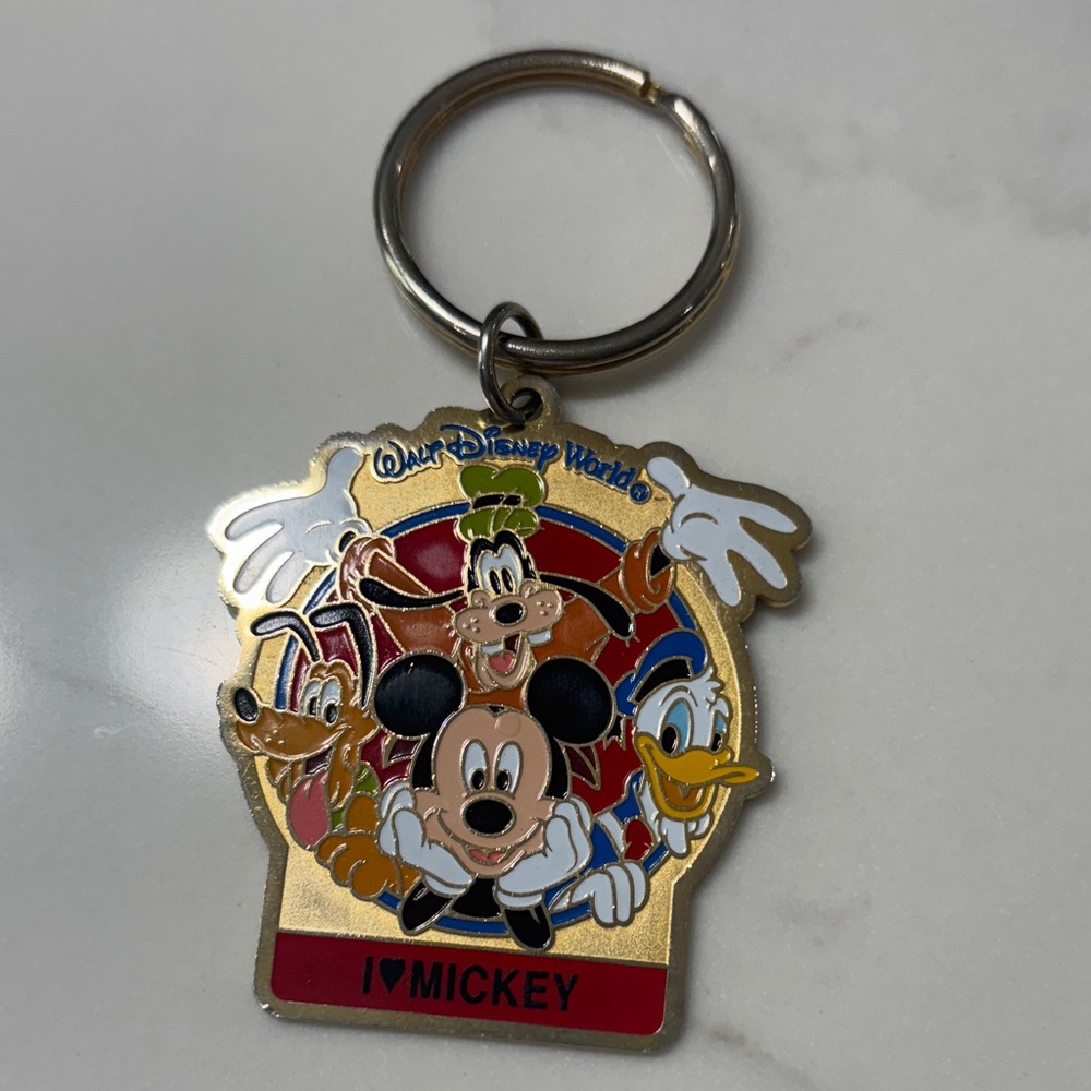 Disney Gold and Red Mickey Mouse Keychain
